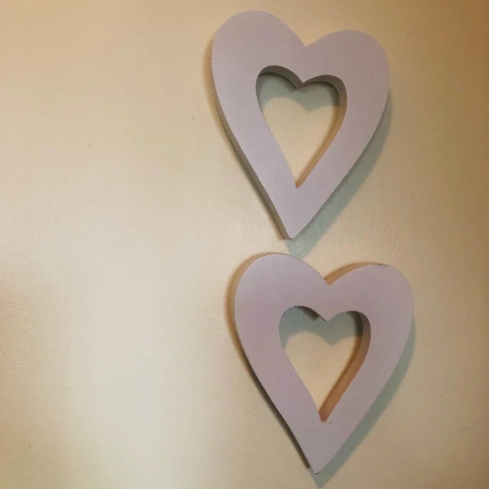 2 wall wooden heart cutouts